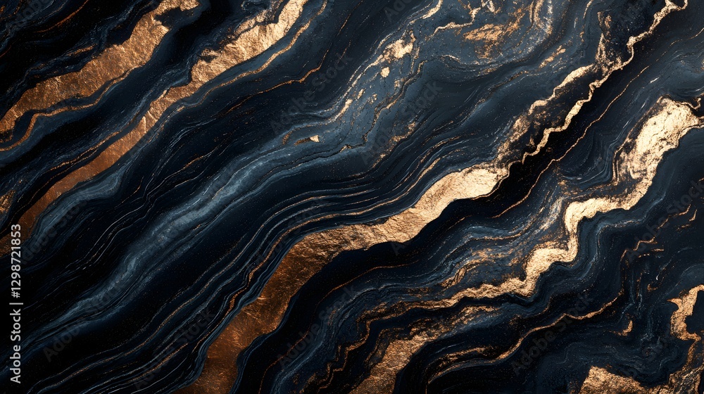Fototapeta premium Abstract liquid marble texture with metallic highlights, representing modern elegance and creative design