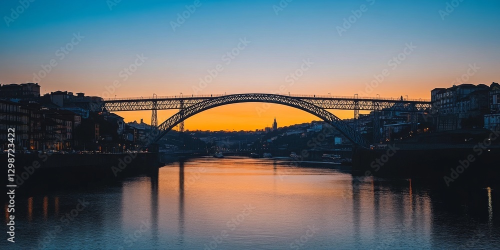 Fototapeta premium Porto Bridge Sunset Cityscape