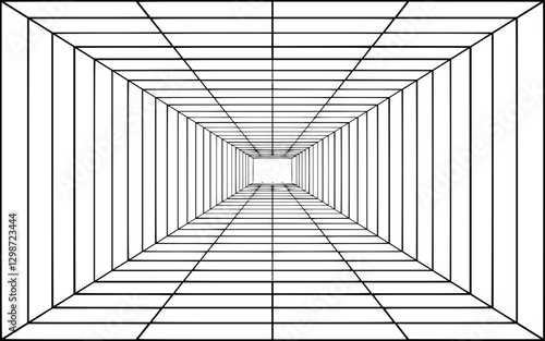 viewpoint 3d perspective isolated on white background. vector illustration of 3d square line illusion optical pattern.