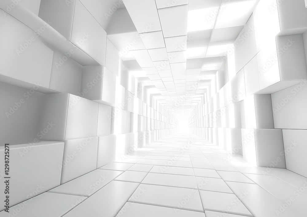 Fototapeta premium Expansive Abstract Corridor with Bright Illuminated Walls Creating a Sense of Depth and Perspective for Modern Design Concepts