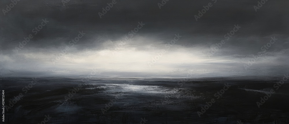 Dark stormy sky over calm ocean landscape with moody clouds and serene water reflections, perfect for dramatic nature backgrounds and atmospheric scenes. Dark stormy sky over calm ocean landscape with moody clouds and serene water reflections, perfect for dramatic nature backgrounds and atmospheric scenes.