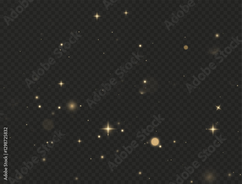  cosmic dust and stardust background with  gold sparkles, glows, and flare effects. This shiny and magical vector illustration is perfect for Christmas, holiday designs, or fairy-tale themes. 