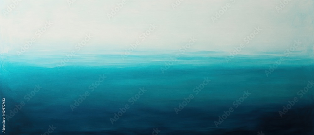 Obraz premium Ocean abstract art with calming turquoise and blue tones, serene landscape painting for modern decor, minimalist wall art, soothing home interior design.