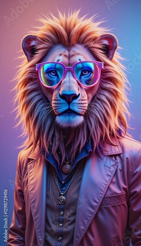A lion wearing sunglasses and a suit