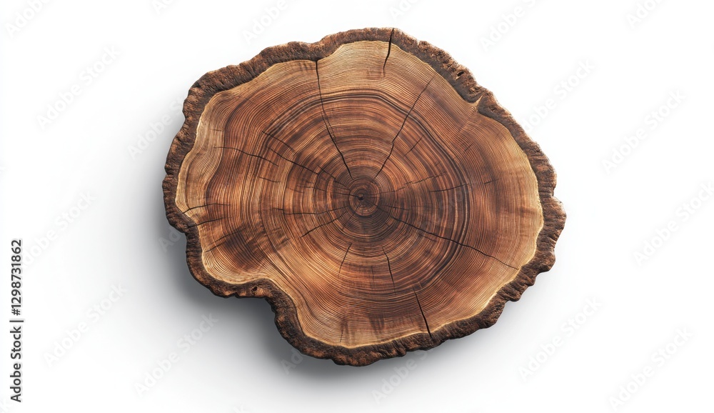 Natural Wooden Tree Slice Isolated on White Background for Decor Natural Wooden Tree Slice Isolated on White Background for Decor