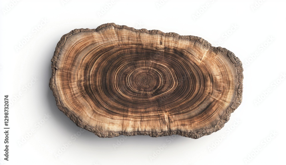 Natural wood slice with intricate patterns and textures on surface Natural wood slice with intricate patterns and textures on surface