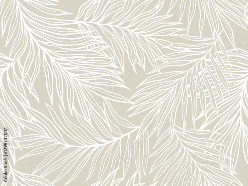Elegant Abstract Palm Leaf Pattern on Neutral Background. Vector illustration