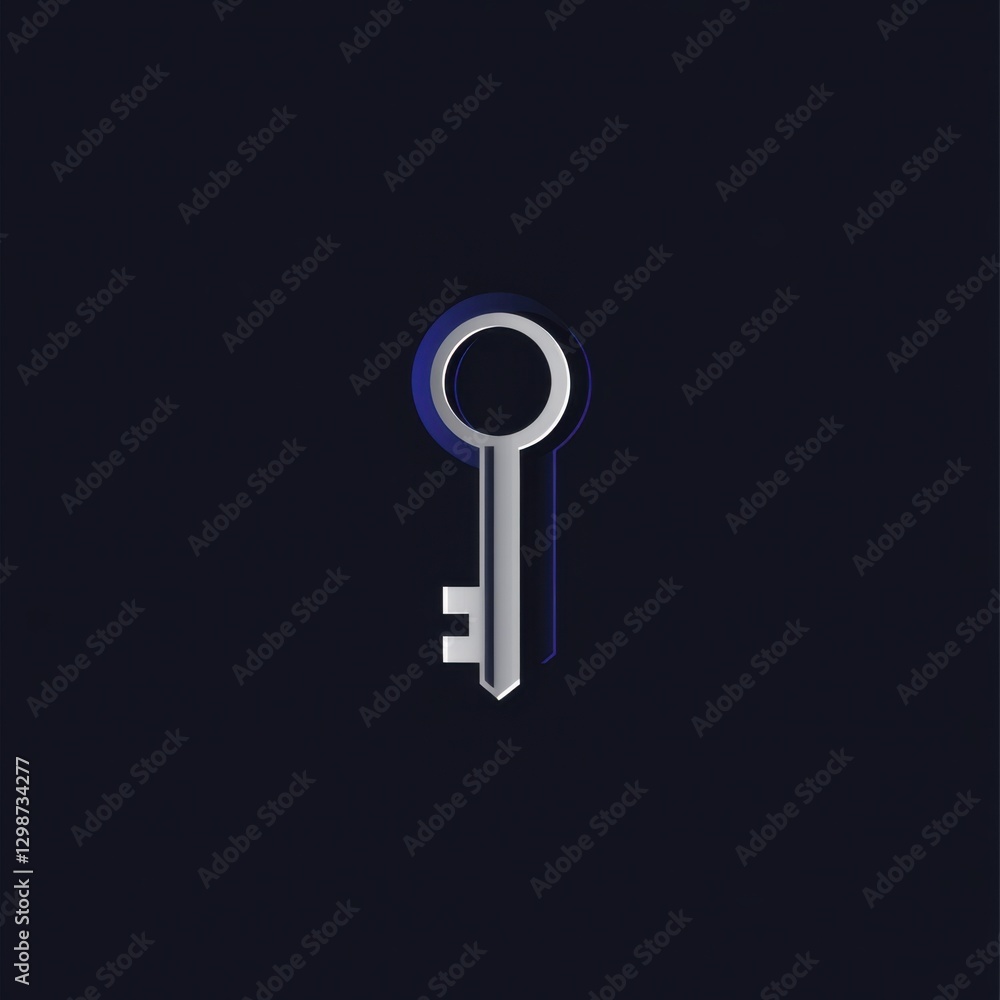 Sophisticated vector logo with minimalist key icon and security font, tungsten gray and royal blue colors, corporate trust and access symbol Sophisticated vector logo with minimalist key icon and security font, tungsten gray and royal blue colors, corporate trust and access symbol