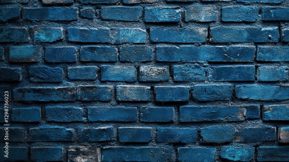 Fototapeta premium Blue brick wall texture for backgrounds, design projects, home decor, construction, urban aesthetics, renovation, and artistic photography inspiration.