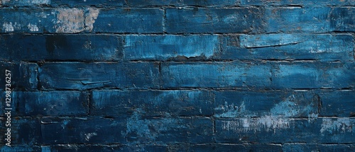 Blue brick wall texture background for design, vintage wall art, home decor, modern interior, surface pattern, abstract architecture, industrial style. photo