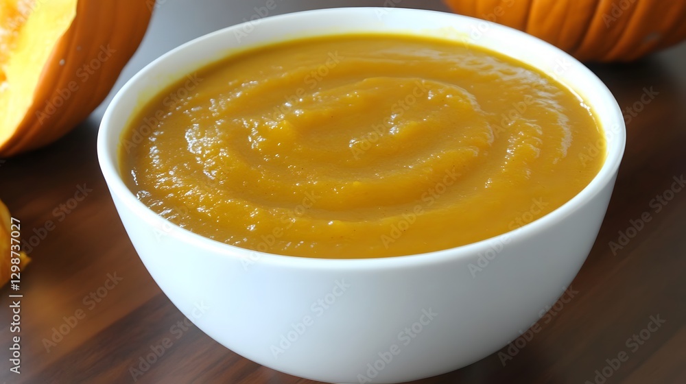 Creamy Pumpkin Soup Bowl Autumn Food Photography Creamy Pumpkin Soup Bowl Autumn Food Photography