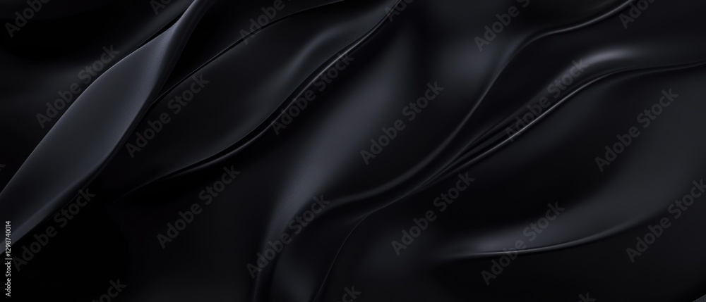 Black satin fabric texture with smooth waves, elegant silk background for luxury design, fashion, and textile industry, photography backdrop, premium quality. Black satin fabric texture with smooth waves, elegant silk background for luxury design, fashion, and textile industry, photography backdrop, premium quality.