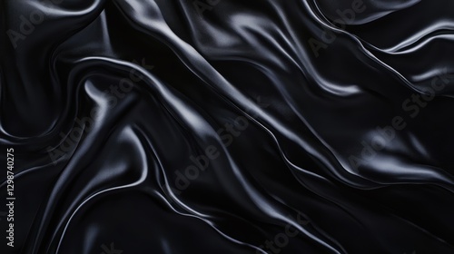 Wallpaper Mural Black satin fabric close-up with smooth texture and elegant drape, ideal for fashion design, textile industry, background, and interior decoration. Torontodigital.ca