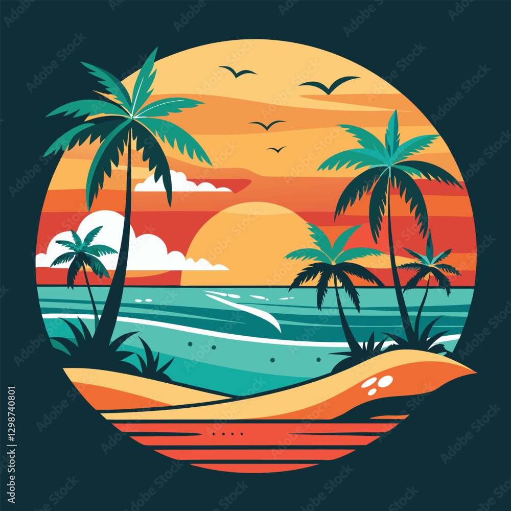 Obraz premium Hand-Drawn Summer Wave Illustration