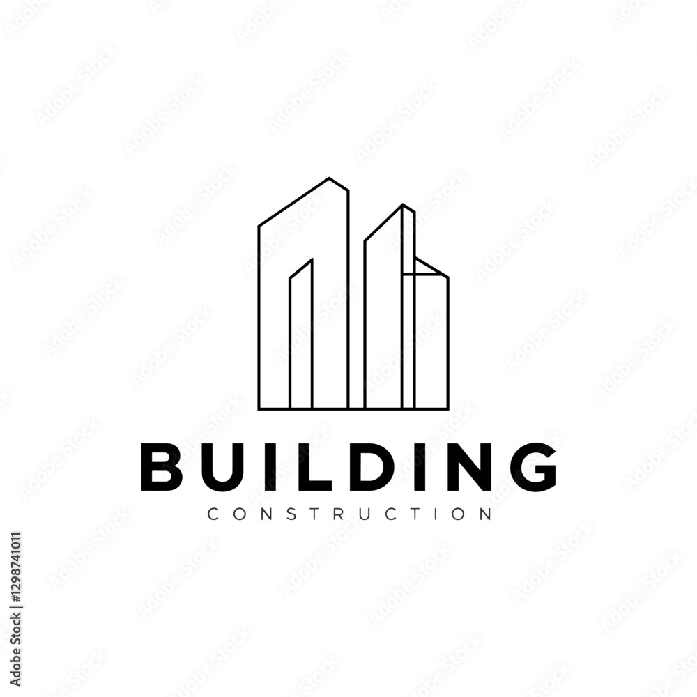 Minimalist Construction Logo Design with Geometric Building Outlines Minimalist Construction Logo Design with Geometric Building Outlines