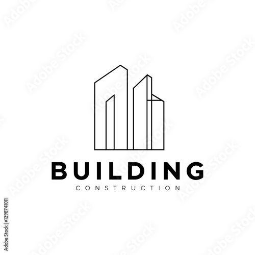Minimalist Construction Logo Design with Geometric Building Outlines