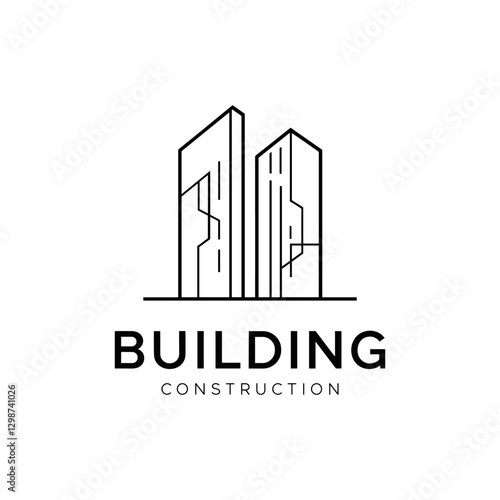 Minimalist Construction Logo Design with Geometric Building Outlines