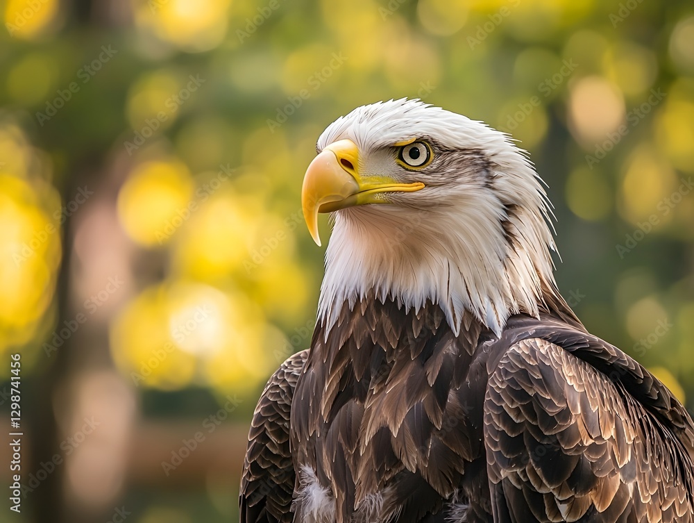 Fototapeta premium Majestic Bald Eagle in Full Wingspan with Sharp Beak on Clean Background