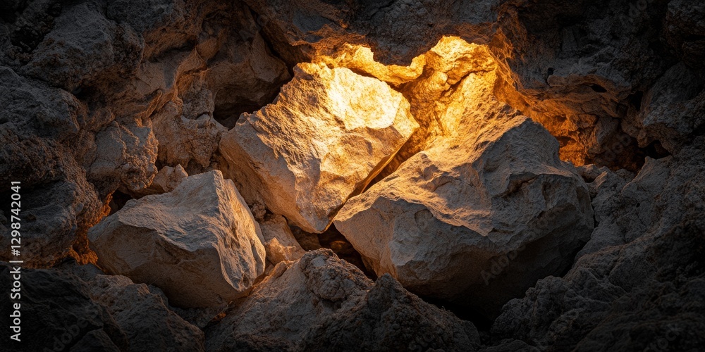 Textures of mountain rock illuminated by warm golden light. Generative AI Textures of mountain rock illuminated by warm golden light. Generative AI
