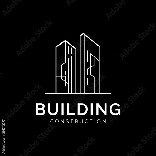 Minimalist Construction Logo Design with Geometric Building Outlines