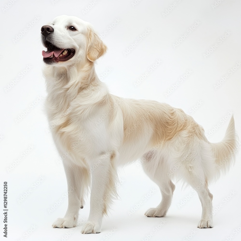 Playful Golden Retriever Dog Standing on a White Background Playful Golden Retriever Dog Standing on a White Background