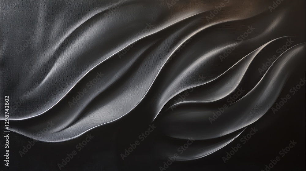 Obraz premium Abstract wave patterns in elegant monochrome design for modern art, wallpaper, and interior decor, creating a sense of movement and tranquility in space.