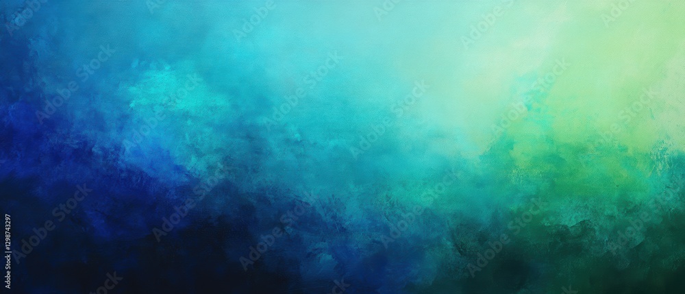 Obraz premium Abstract watercolor texture in vibrant hues of blue, green, and teal for backgrounds, digital art, and creative projects. Atmospheric color blend design.