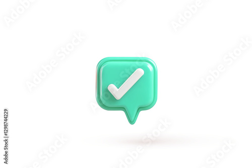 3d Vector speech bubble check mark icon on white background, Green Approvement icon or emblem. Free Download 3d Vector speech bubble check mark icon on white background, Green Approvement icon or emblem. - GFXLoad