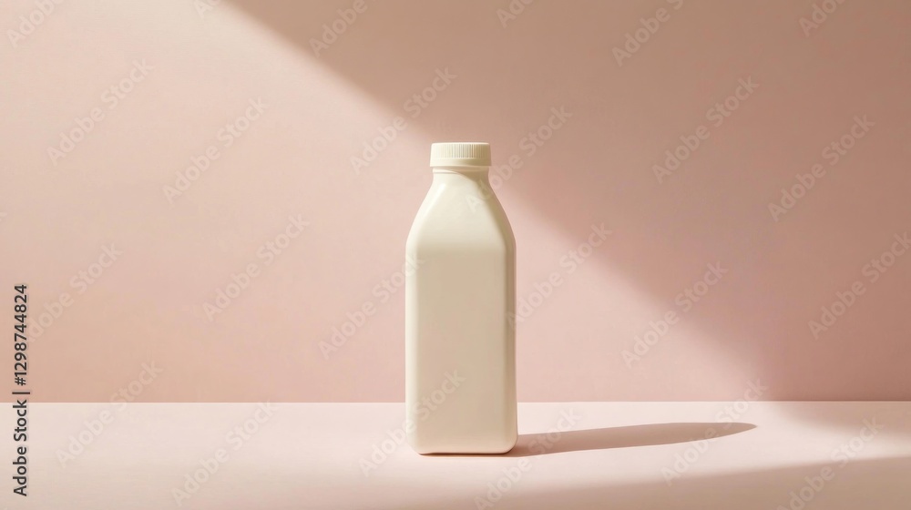 White bottle on pink background with sunlight. White bottle on pink background with sunlight.