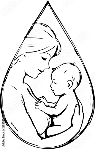 Mother and child bonding home sketch intimate setting close-up view love and care concept