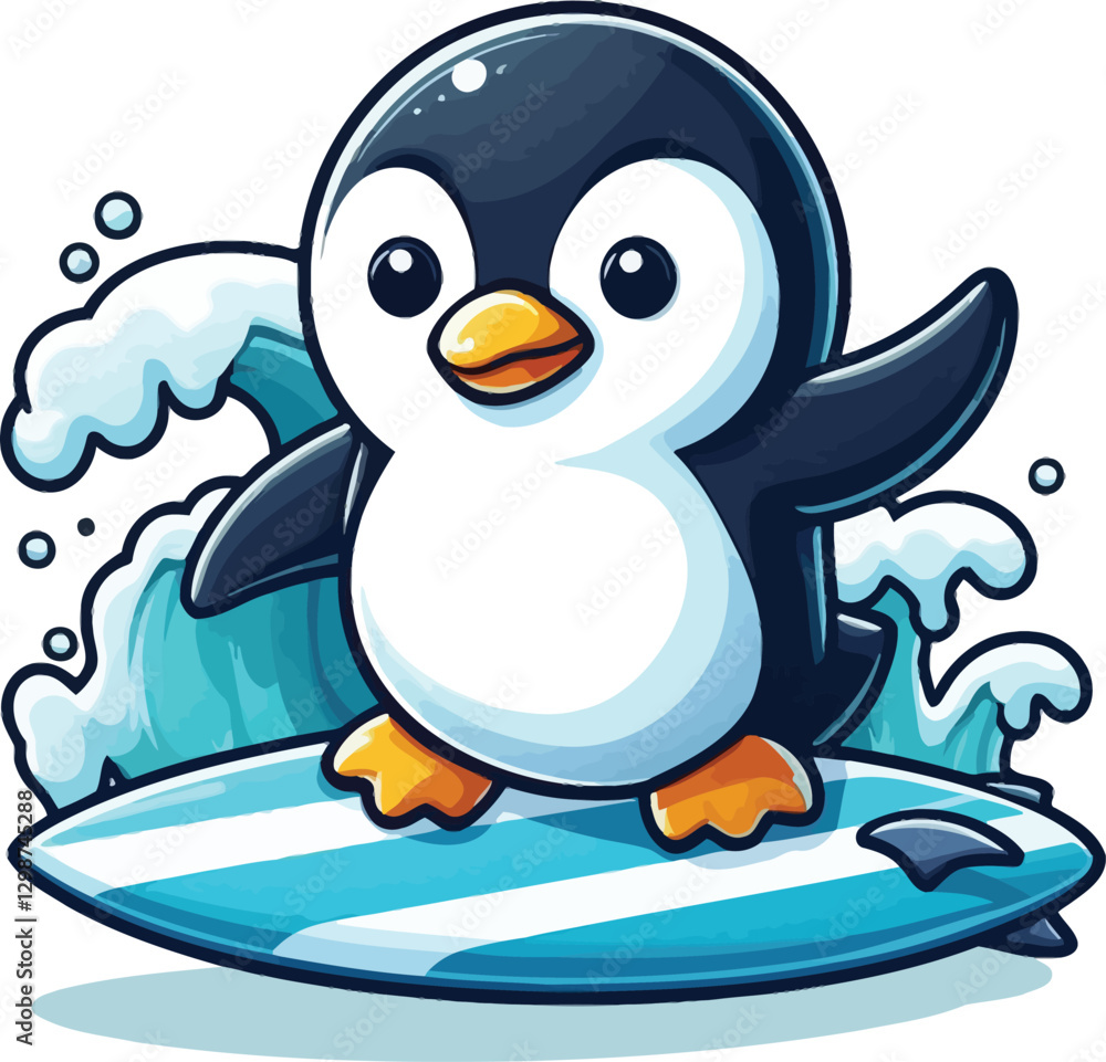 Obraz premium surfing penguin vector silhouette