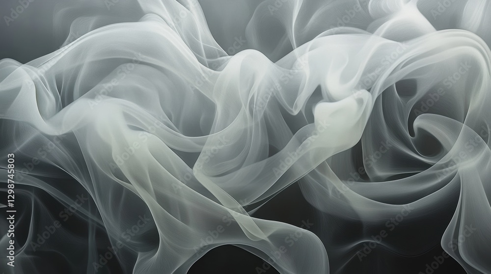 Fototapeta premium Abstract smoke texture swirling in dark background, misty vapor aesthetic for design projects, atmospheric effects, fluid shapes, creative art concepts.