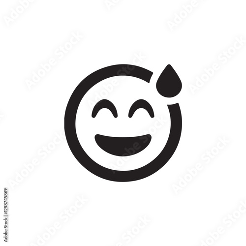 Laughing with sweat drop icon Vector