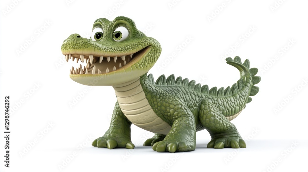 Obraz premium Cartoon crocodile looking happily