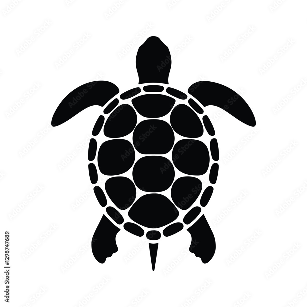 Obraz premium Sea turtle silhouette with detailed shell pattern