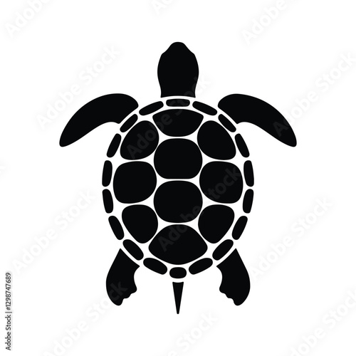 Sea turtle silhouette with detailed shell pattern