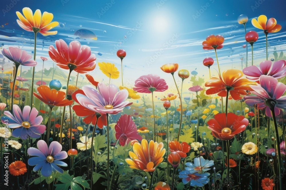 Obraz premium Wildflowers in the garden backgrounds landscape outdoors.