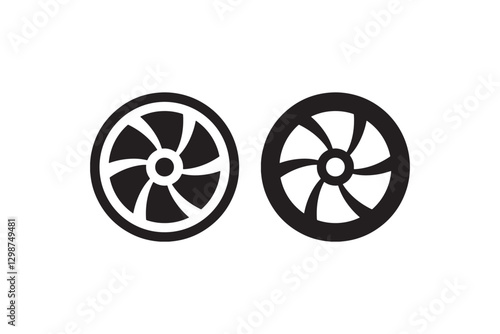 Fan or turbine blade icon black and white Vector