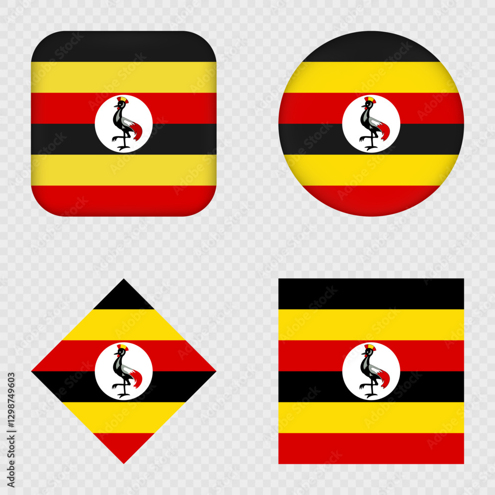 Fototapeta premium Uganda Flag Icons Pack. Vector illustration.