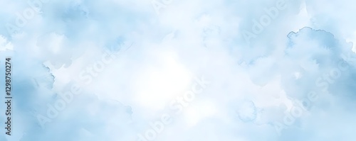 Light blue watercolor washes create a dreamy ethereal background