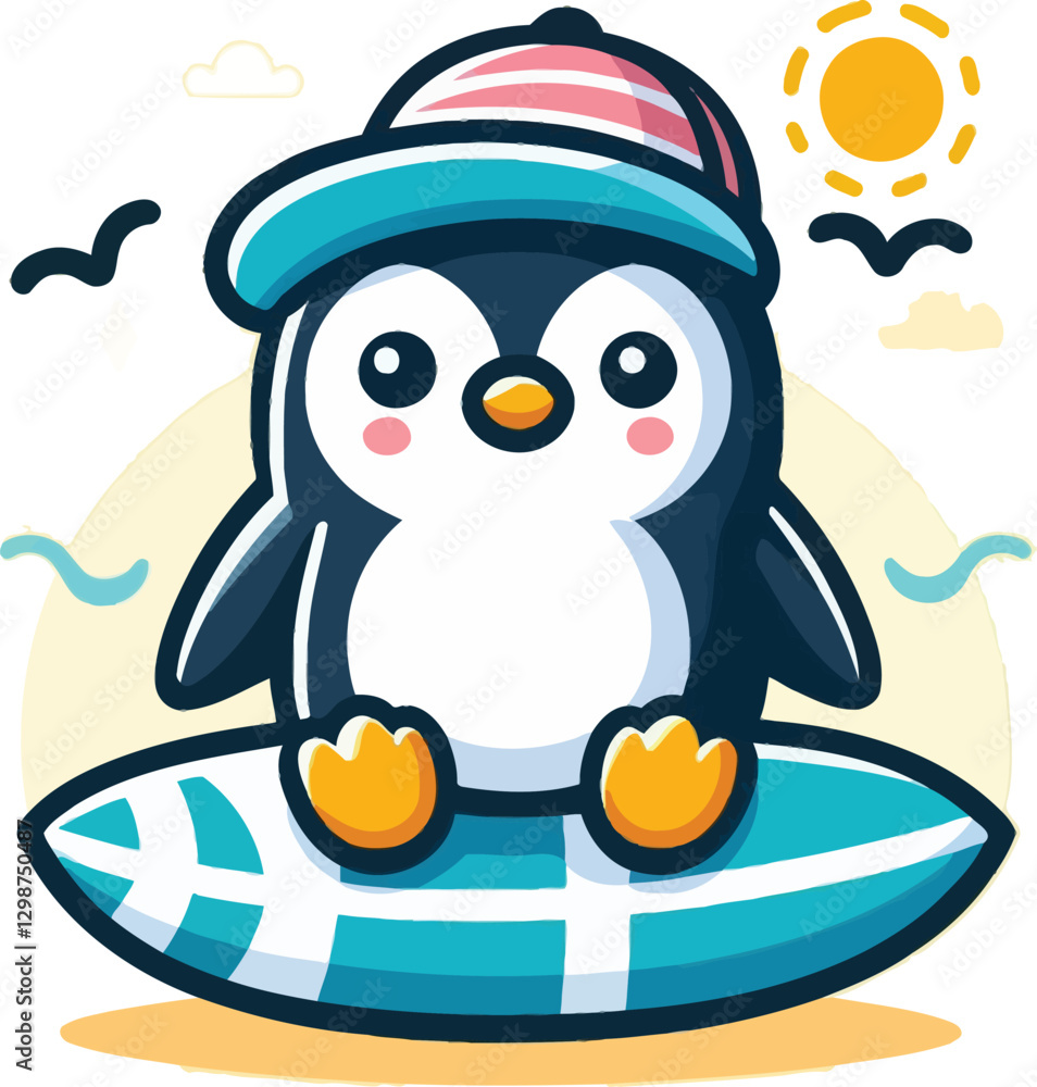 Fototapeta premium surfing penguin vector silhouette