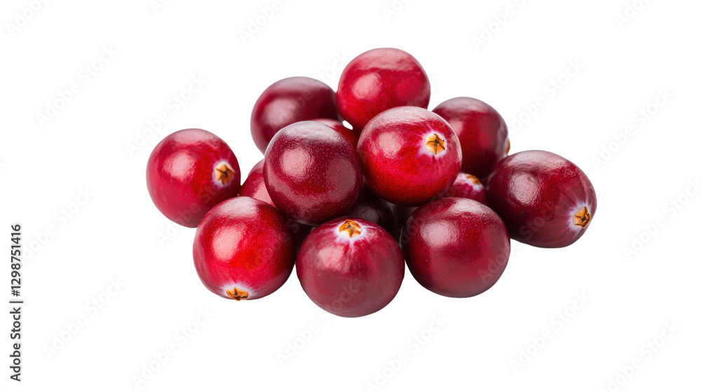 A cluster of shiny, red cranberries piled together, showcasing their smooth surface and vibrant color. isolated on white background. A cluster of shiny, red cranberries piled together, showcasing their smooth surface and vibrant color. isolated on white background.