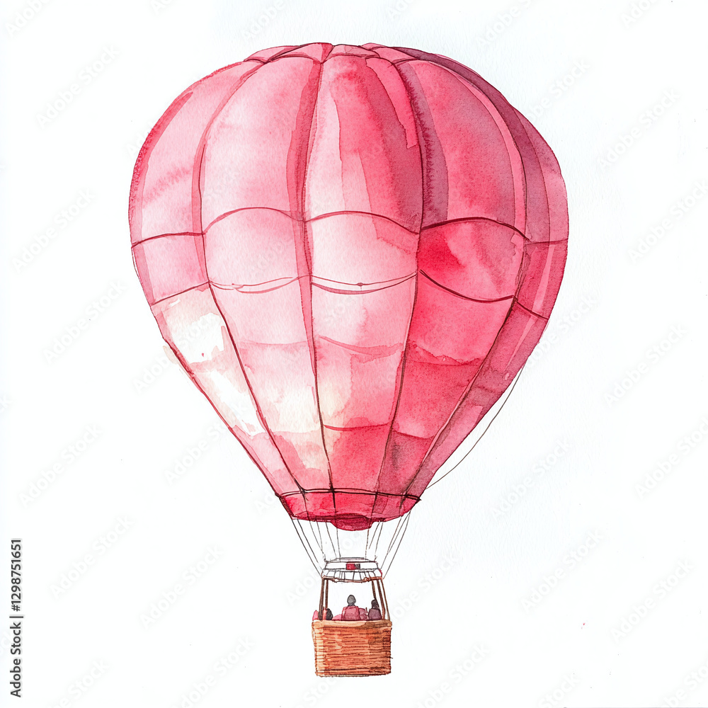 Naklejka premium Watercolor Hot Air Balloon – A Dreamy and Colorful Flight in the Sky. Watercolor illustration. Hot Air Balloon art, travel illustration 