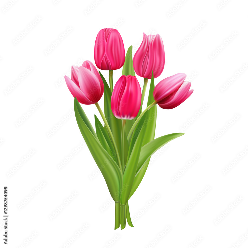 Bouquet of pink tulips on white background. Bouquet of pink tulips on white background.