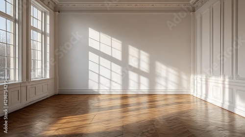 Wallpaper Mural Empty sunlit room with parquet floor Torontodigital.ca