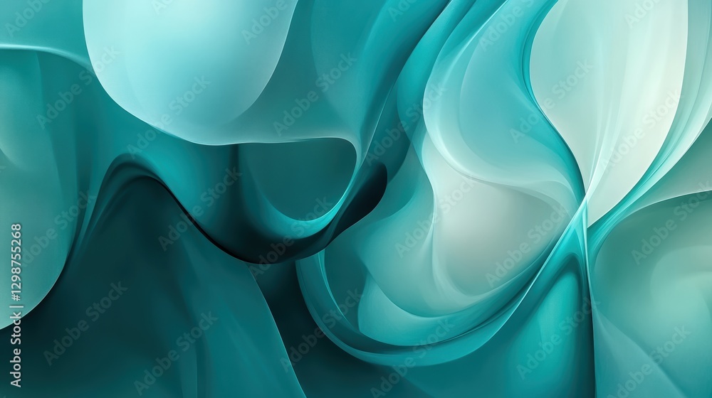 Obraz premium Abstract fluid shapes in shades of blue and green create a modern background design for websites, presentations, and digital artwork, showcasing elegance and tranquility.
