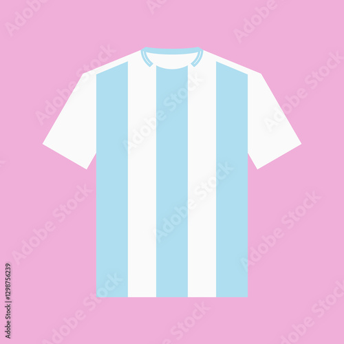 Striped football jersey icon. Soccer shirt illustration with light blue and white vertical stripes. Soccer jersey national team vector illustration. Apparel jersey template	
