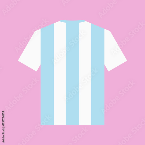 Striped football jersey icon. Soccer shirt illustration with light blue and white vertical stripes. Soccer jersey national team vector illustration. Apparel jersey template	