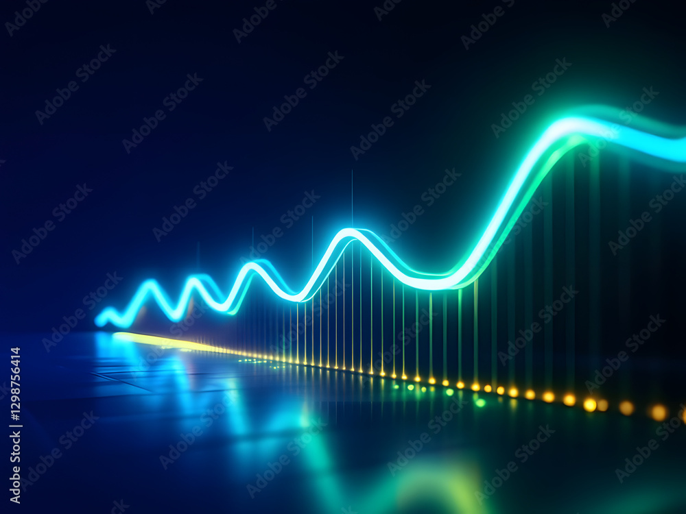 Neon Financial Growth and Stock Market Trend Analysis with Glowing Arrow Indicator Neon Financial Growth and Stock Market Trend Analysis with Glowing Arrow Indicator