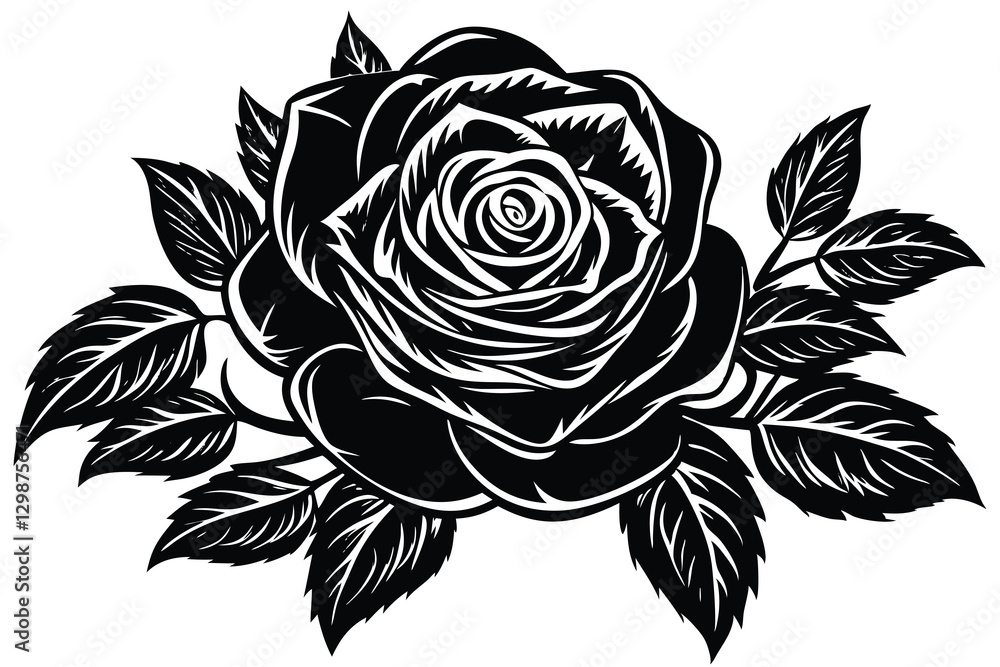 Fototapeta premium Black Rose Illustration vector